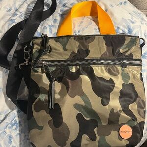 ShortyLOVE Camouflage Crossbody Bag with Orange Handle
